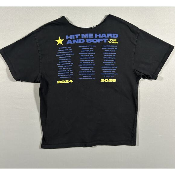 Distressed Billie Eilish Graphic Tee 2024 Tour T-Shirt Black Small - Picture 4 of 5